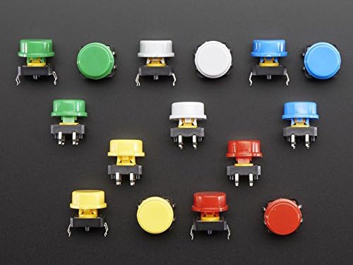 Гама от цветни Кръгли Тактилни Тласък ключове Adafruit - 15 опаковки [ADA1009]