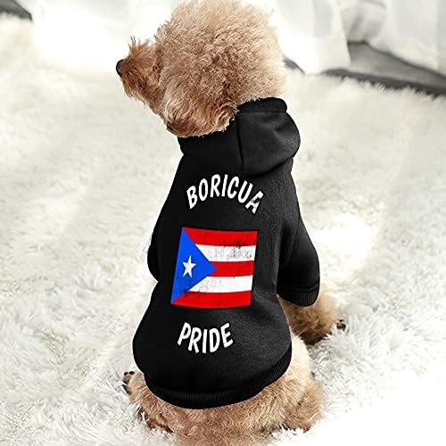 FunnyStar Vintage Boricua Pride пуерторикански Pr-Флаг С Принтом Домашни Любимци, Гащеризон С Качулка за Кучета,