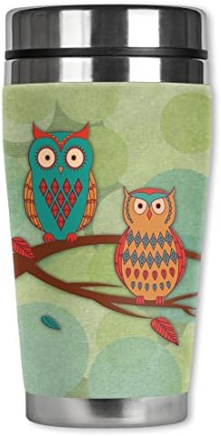 Пътна чаша Mugzie Whimsical Owls с Изолирани Калъф за Неопрен, 16 унции, Многоцветен