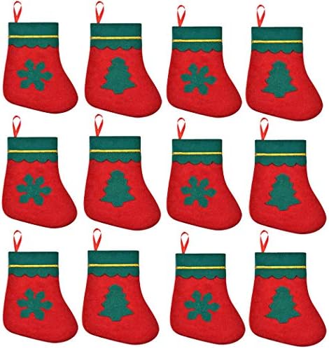 GIRCSS 12 БР. Коледни Мини-Чорапи - Коледен Окачен на Отглеждане, 7 Инча, 3D Снежинка и Коледна Бор, Набор от Малки Отглеждане за Коледна Украса, Аксесоари